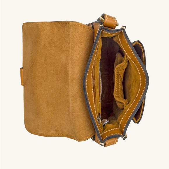 Patricia Nash Lari Crossbody Bag Waxed Leather Tan Crossbody Boho Western NWOT - Picture 4 of 4
